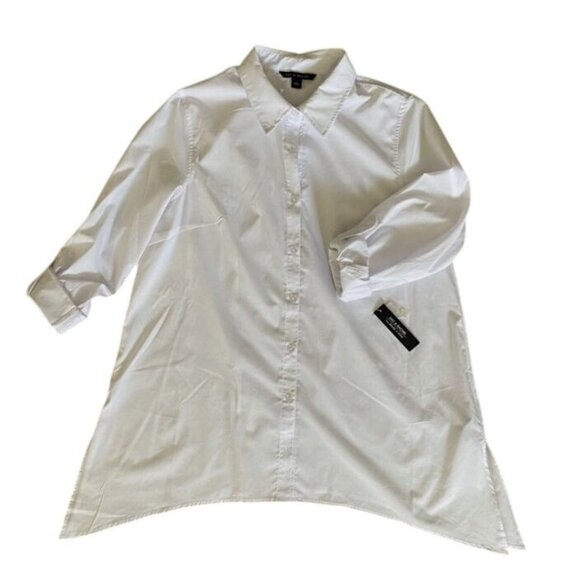 Zac Rachel Women Soft White Button Tunic Shirt Dress L Clean Girl Utility Layer - Picture 1 of 13